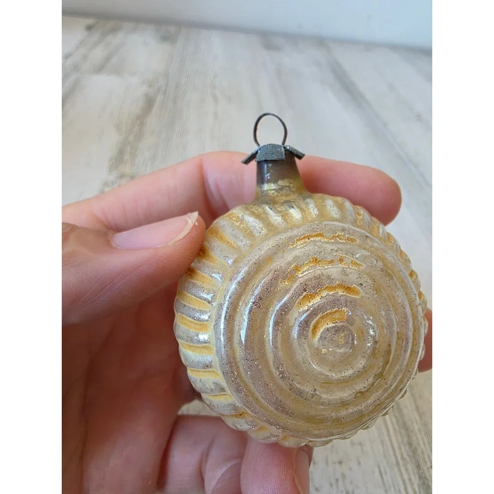 Antique flower medallion mercury glass ornament Xmas tree